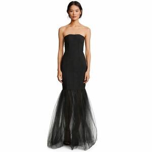 Cinq A Sept Black Strapless Tulle Maxi Gown Dress Size 0